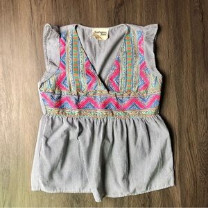 Savanna Jane Embroidered Top Size S Floral Southwest Hippie Coastal Cowgirl